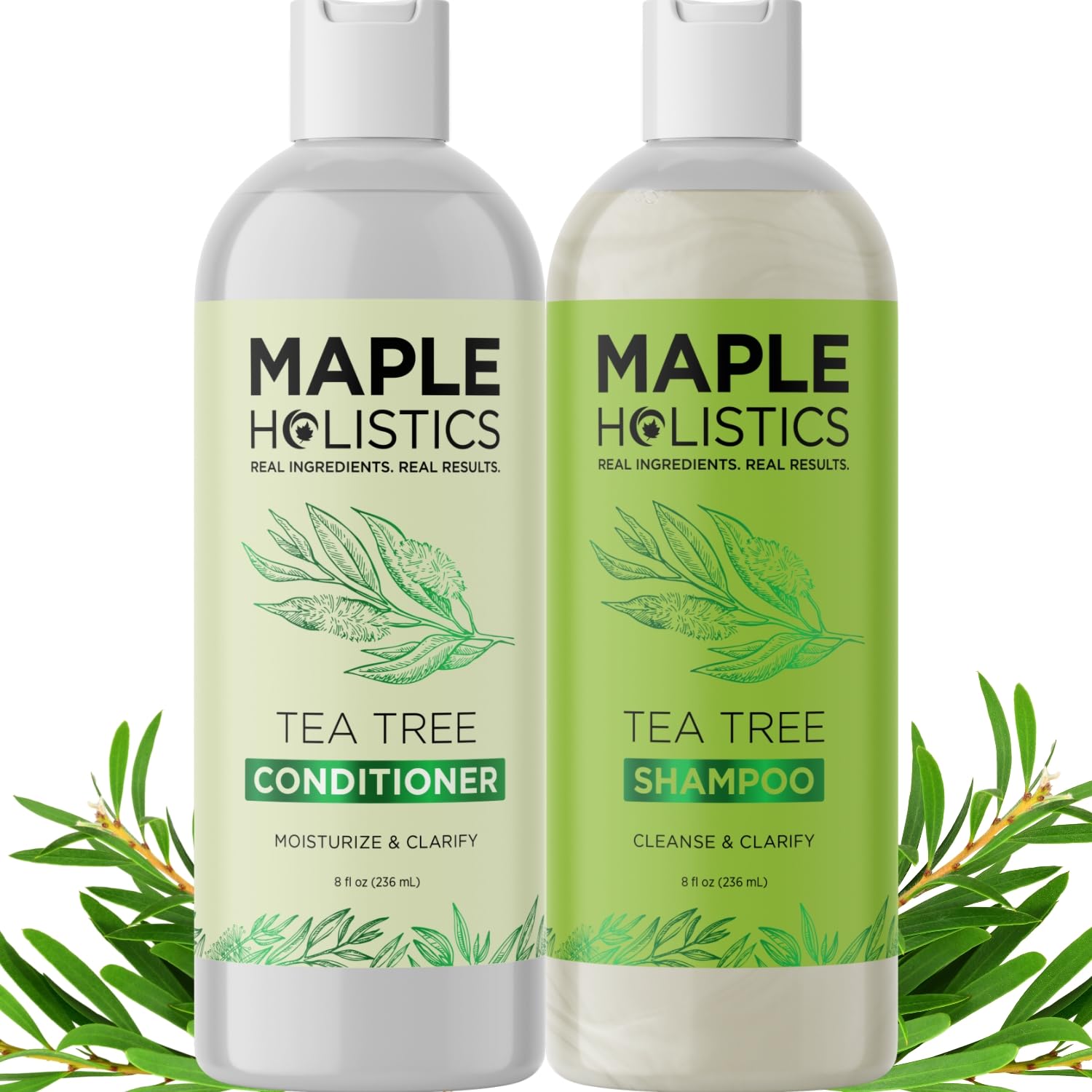 Maple Holistics champú árbol de té botella, limpieza profunda para cuero cabelludo graso
