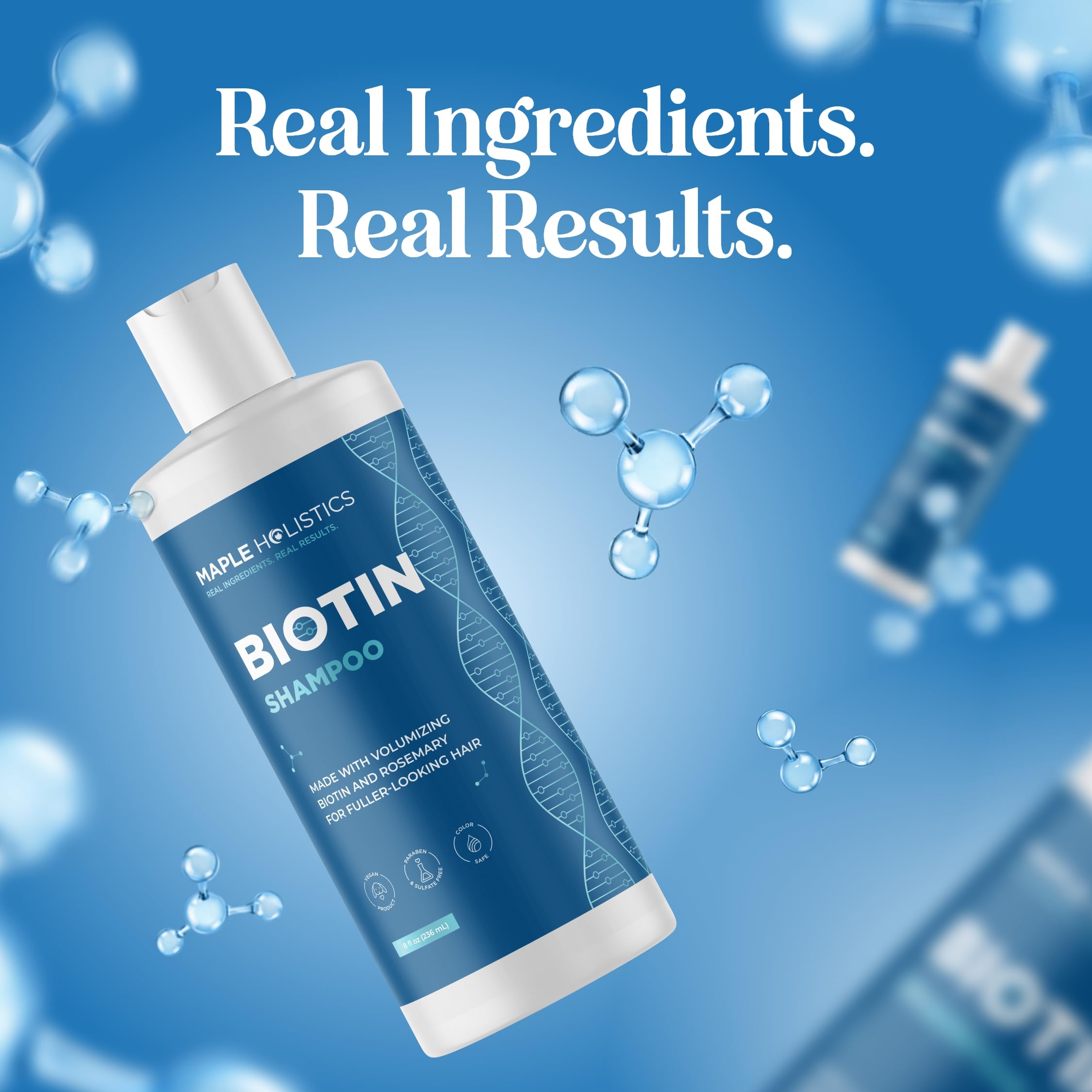 Maple Holistics champú biotina romero, uso-en-cabello: pensado para cabello fino con resultados suaves