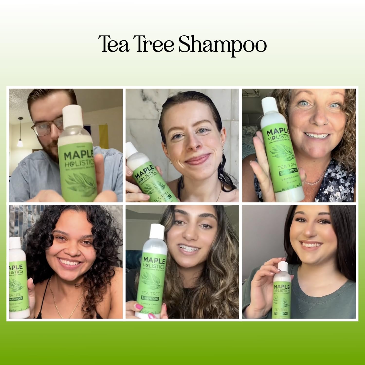 Maple Holistics champú clarificante arbol-de-te aplicación mano para uso suave