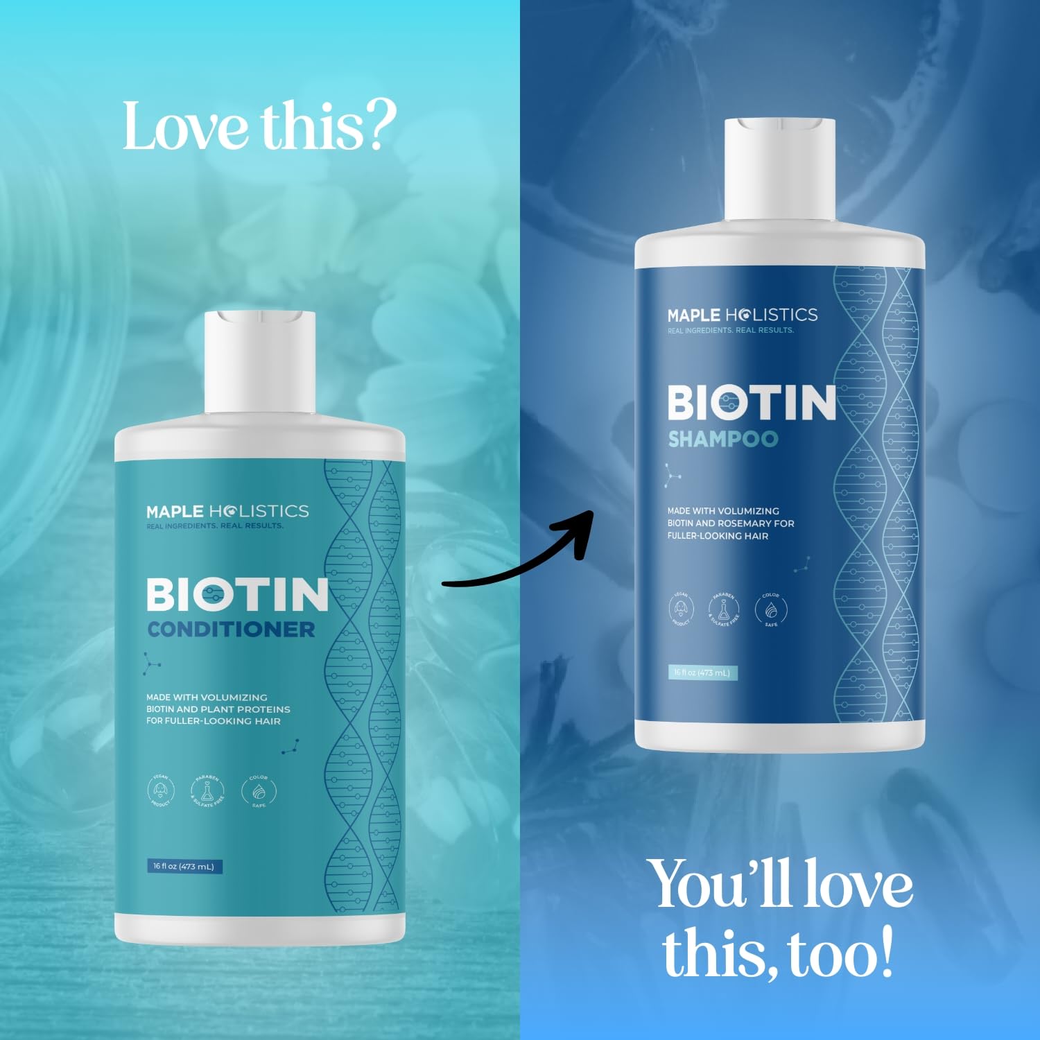 Acondicionador con biotina para cabello fino, aporta volumen sin peso.