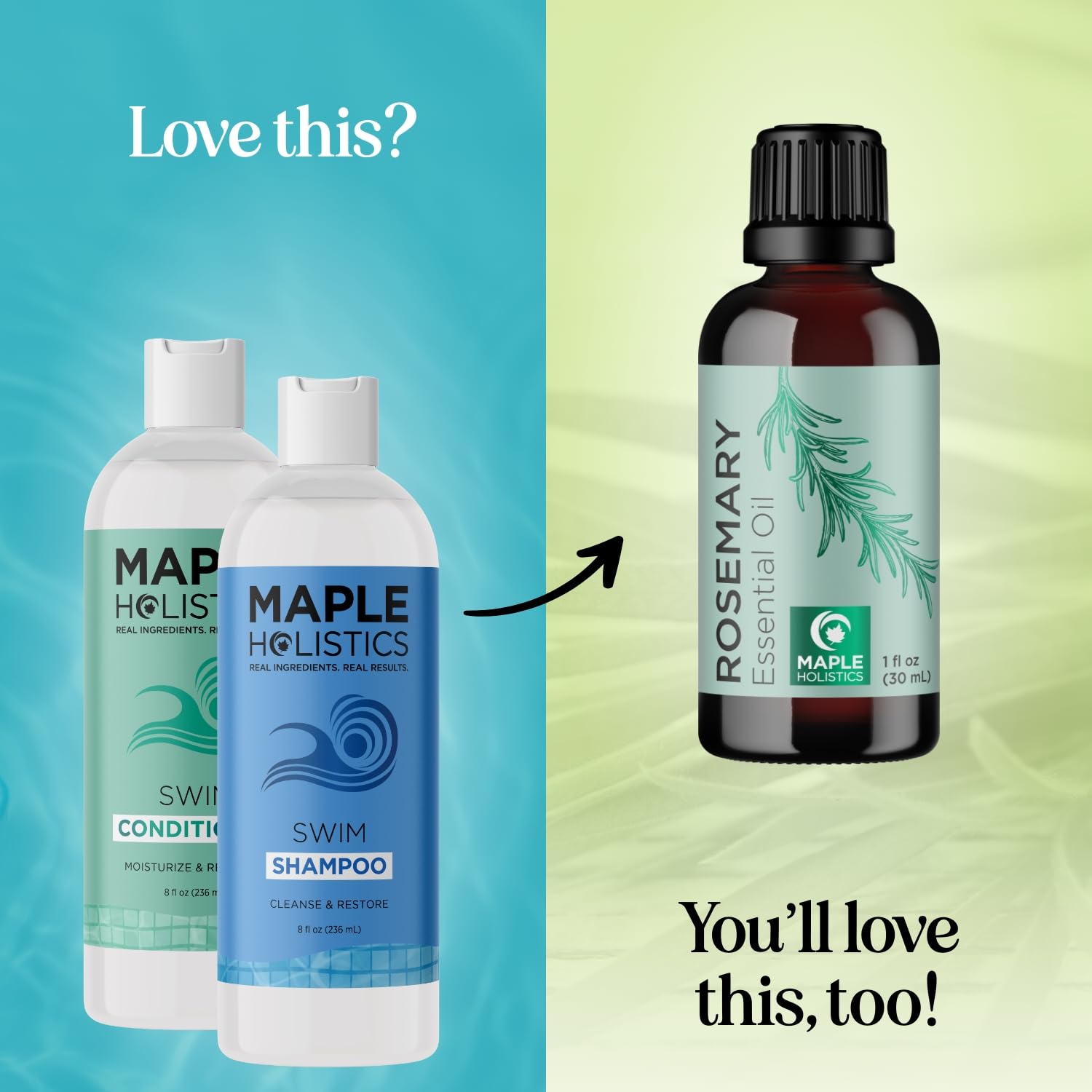 Maple Holistics despues-del-nado etiqueta detalle, ingredientes naturales