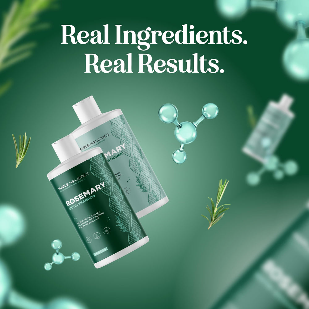 Maple Holistics duo on counter shows paired shampoo and conditioner for fuller look.