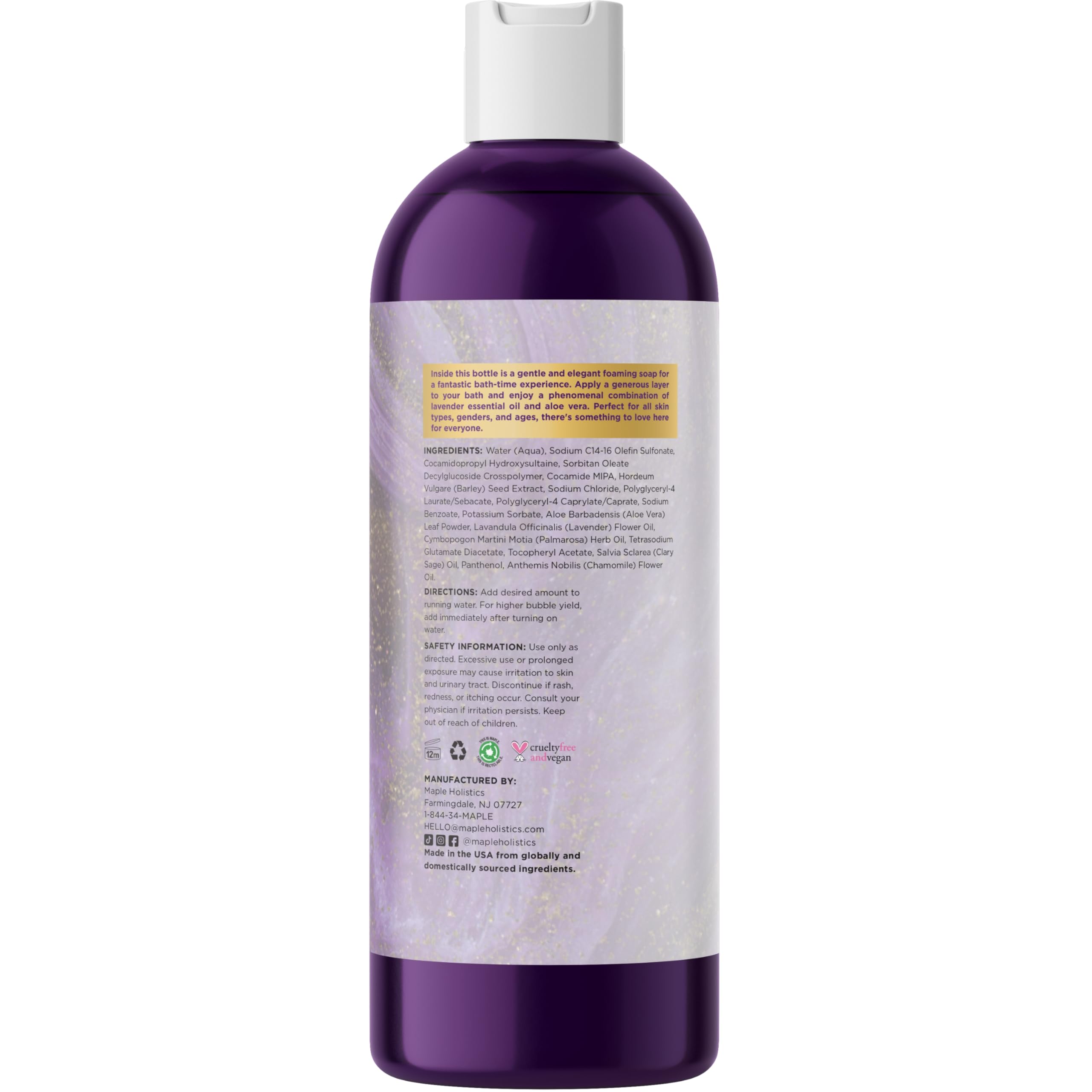 Maple Holistics espuma de baño lavanda para autocuidado diario