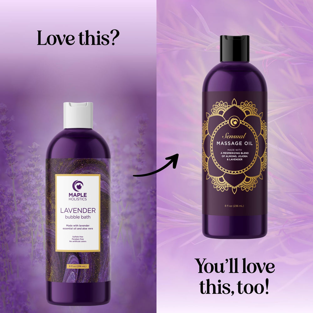Maple Holistics ingredientes naturales en baño lavanda para piel suave