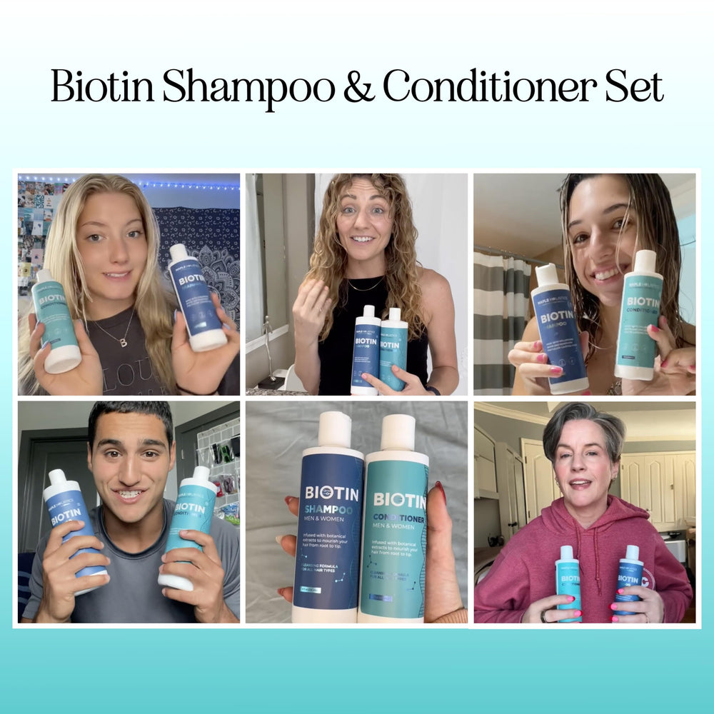 Maple Holistics rosemary biotin conditioner bottle highlights gentle care.