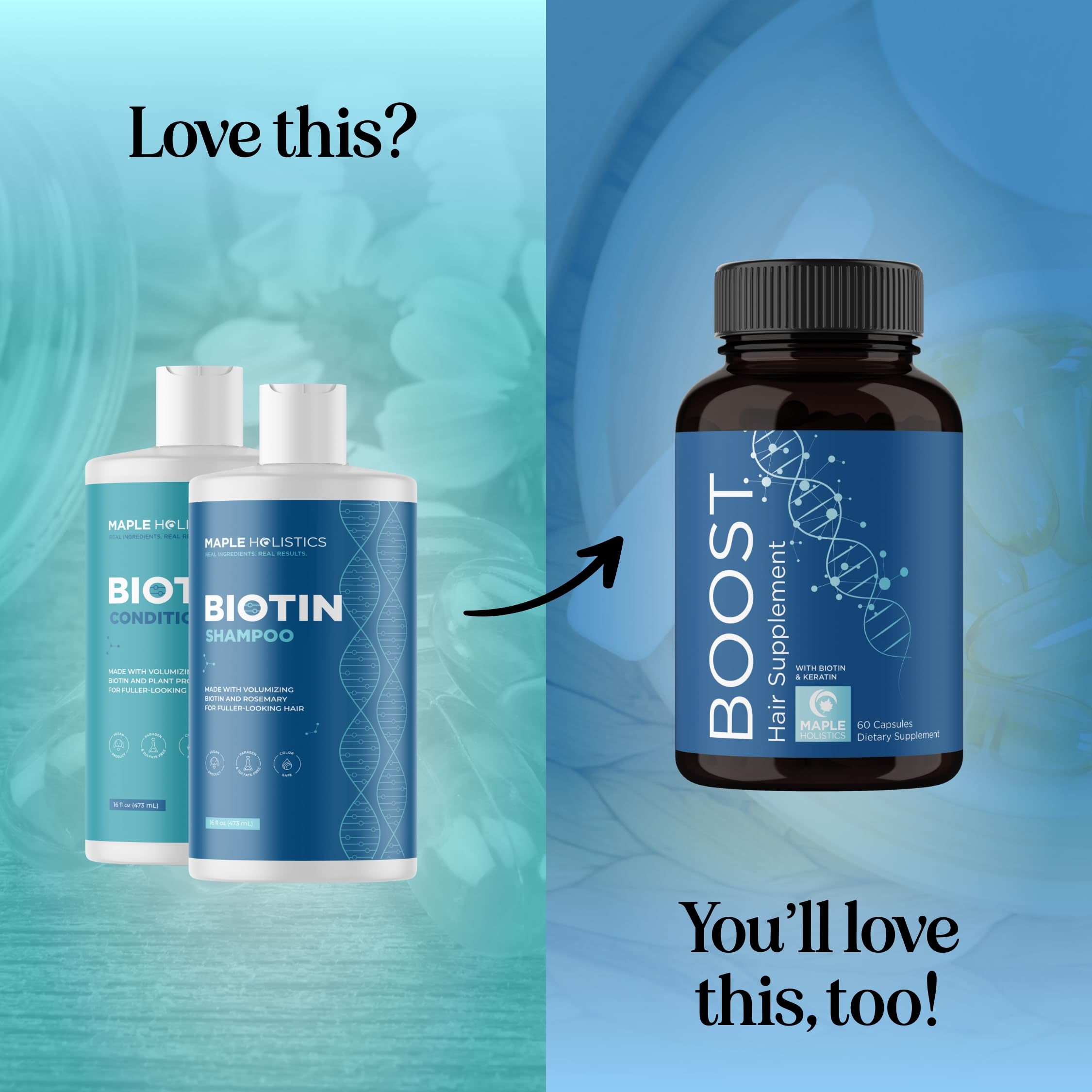 Maple Holistics Rosemary Biotin Set packshot, color-safe and silicone-free formula.