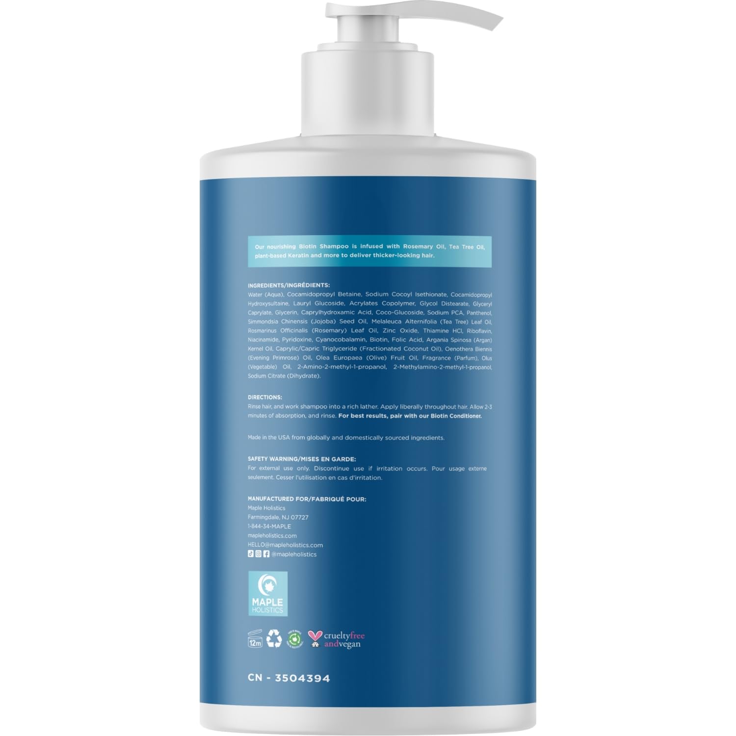 Maple Holistics rosemary branch highlights natural ingredients in the shampoo