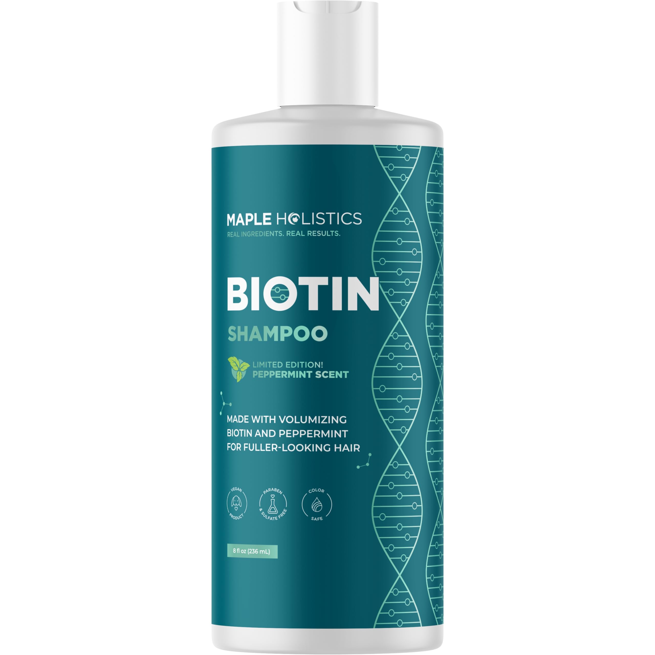 Maple Holistics Biotina cabello frágil, efecto suave y brillo en cada lavado.