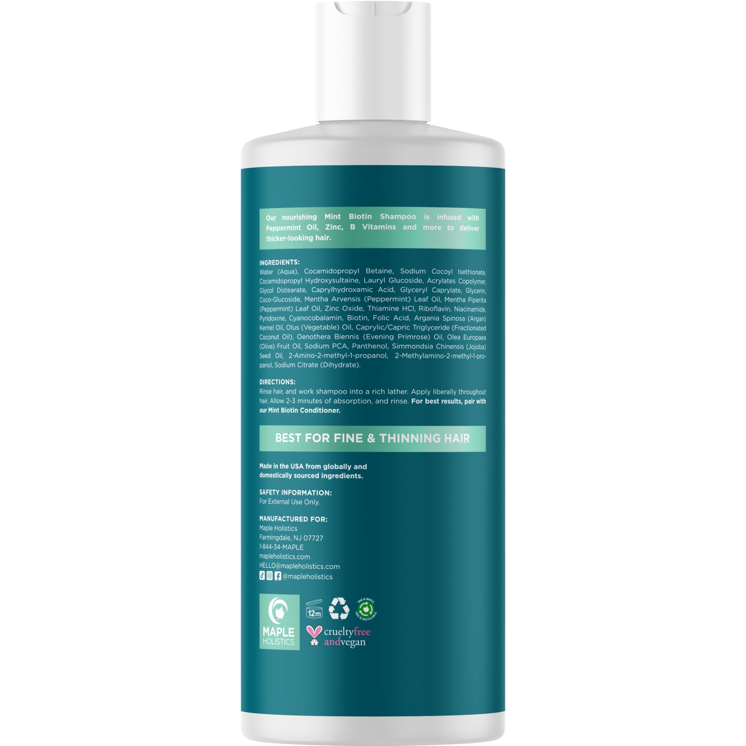 Maple Holistics Biotina cuero cabelludo seco, nutrición visible para la sequedad.