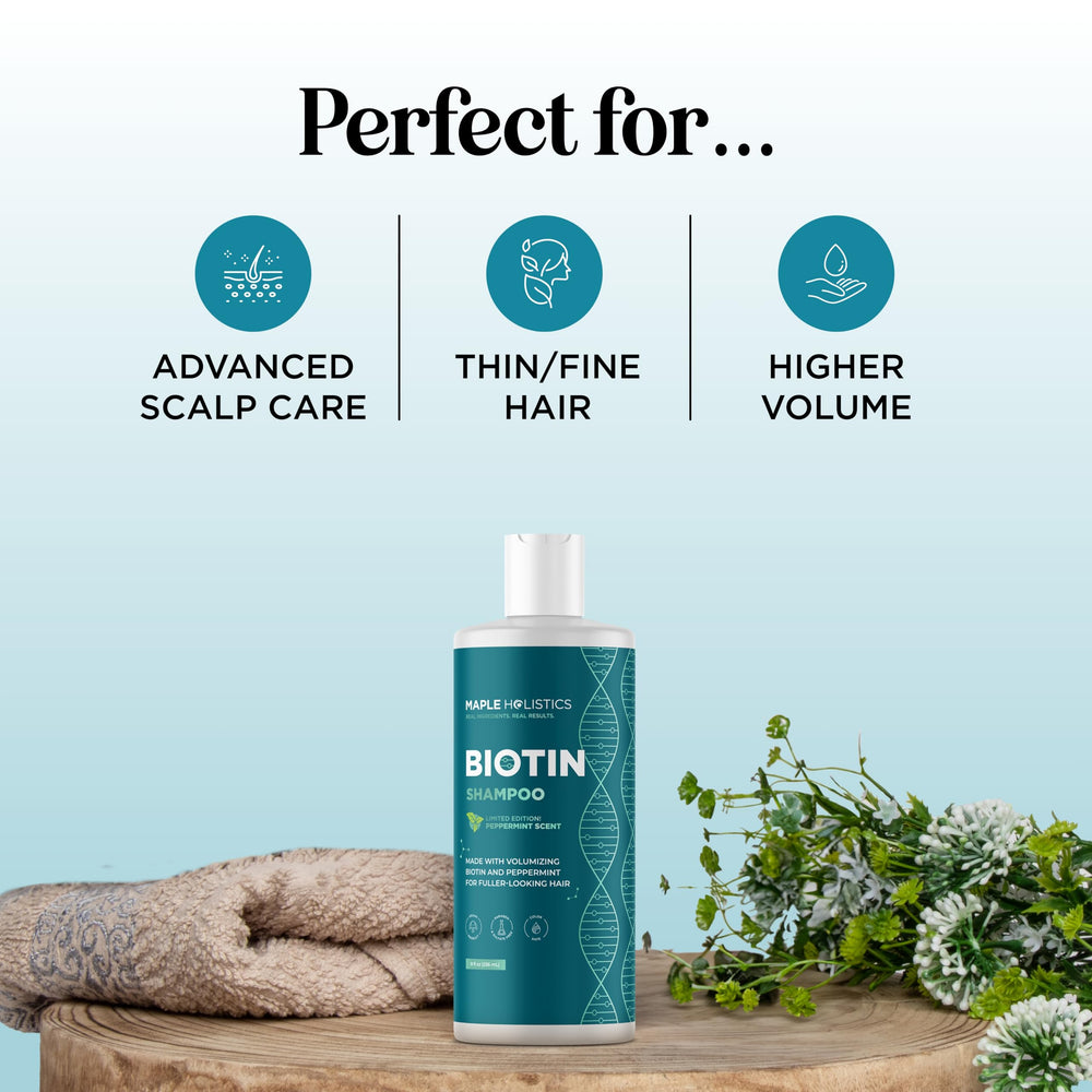 Maple Holistics Biotina textura cremosa, distribución fácil a lo largo del cabello.