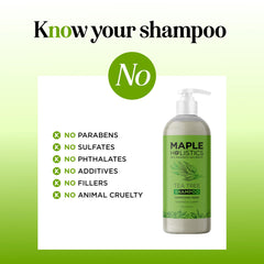 Maple Holistics shampoo on hair demonstrating cleansing action.