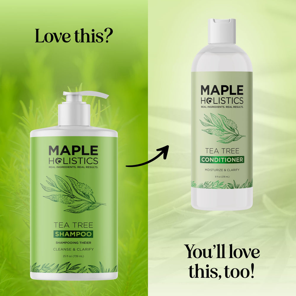 Maple Holistics Tea Tree Oil Shampoo dry scalp care focus in action