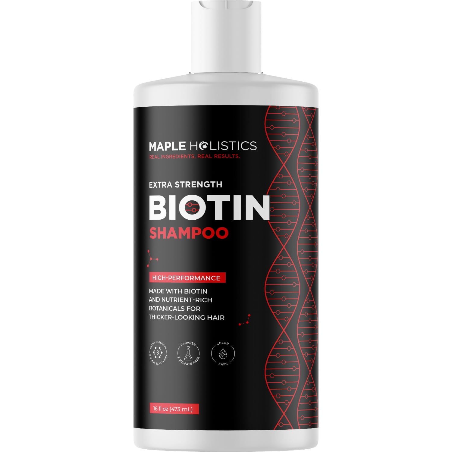 Maple Holistics Ultra Biotin Shampoo box packaging display.