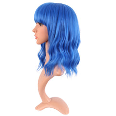 MapofBeauty blue wavy bob from the side view, highlighting texture and volume.