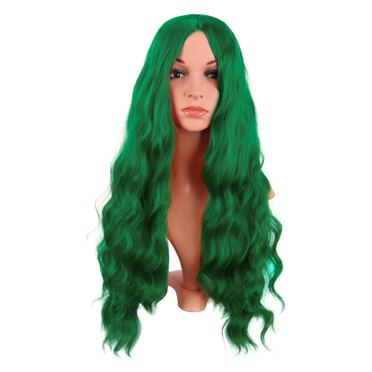 MapofBeauty grass green wavy wig, 28 inch length, ideal for cosplay.