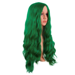 MapofBeauty grass green wavy middle-part wig, long, stylish cosplay option.