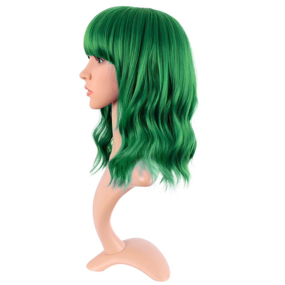 MapofBeauty grass green wig cap close-up with adjustable buckle for secure wear.