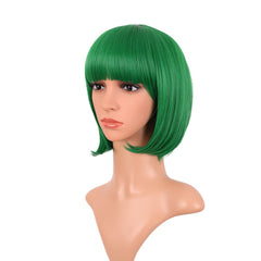 MapofBeauty green bob wig back view shows even color