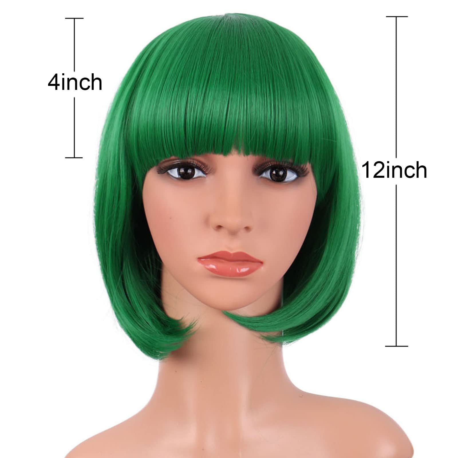 MapofBeauty green bob wig heat styling up to 120°C