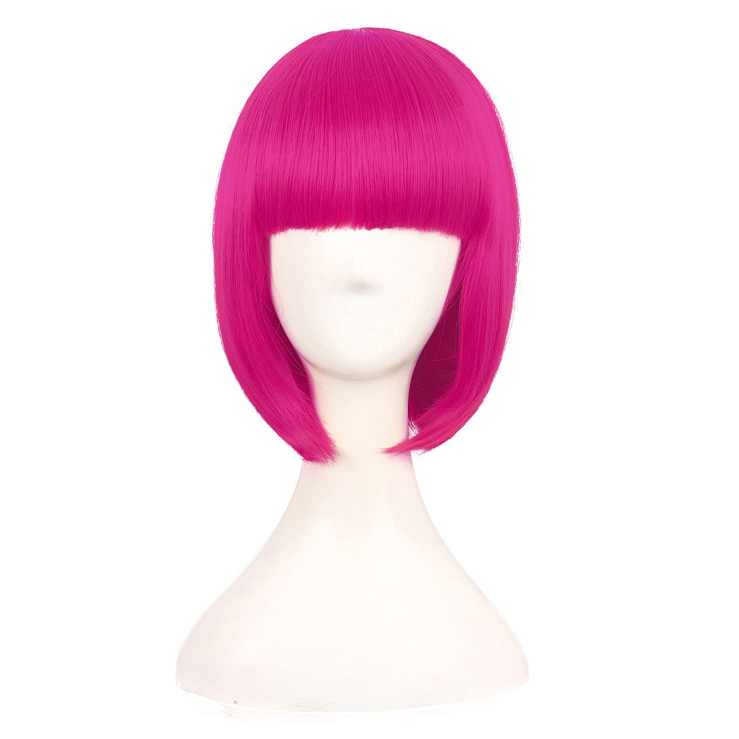 MapofBeauty hot pink bob wig for bold, easy daily styling.