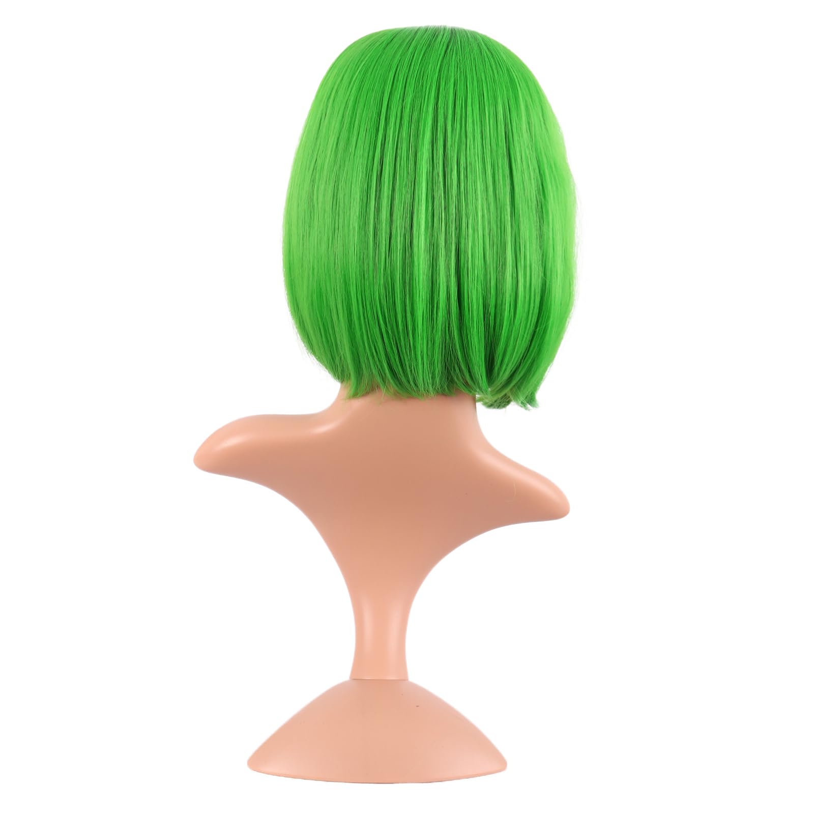 MapofBeauty neon green bob wig texture closeup shows high temperature fiber finish.