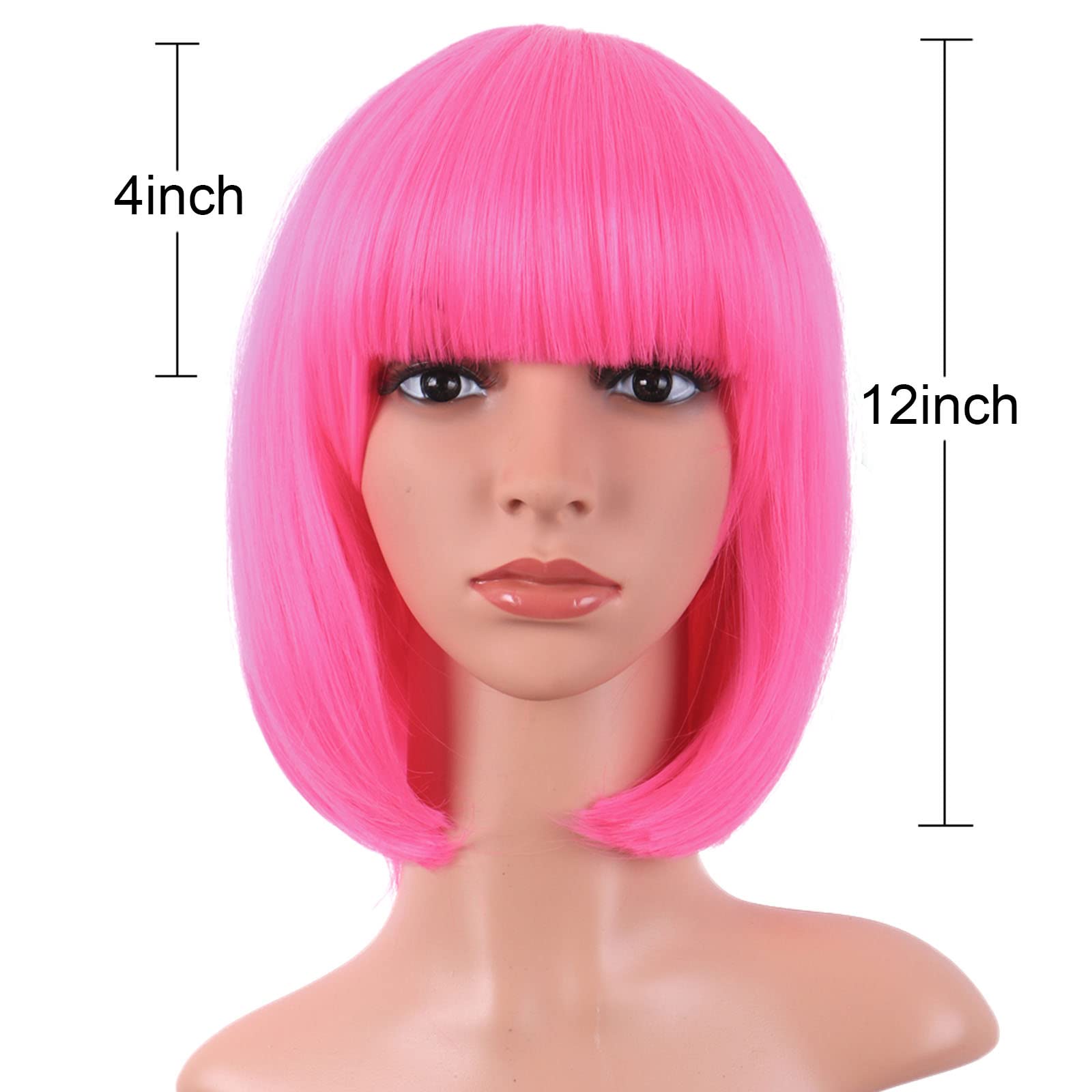 MapofBeauty neon pink bob wig care instructions for maintenance