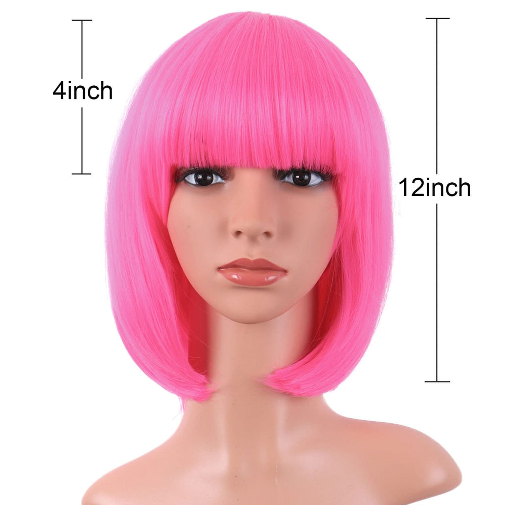 MapofBeauty neon pink bob wig care instructions for maintenance
