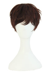MapofBeauty short curly wig in dark brown, front view, for instant everyday style