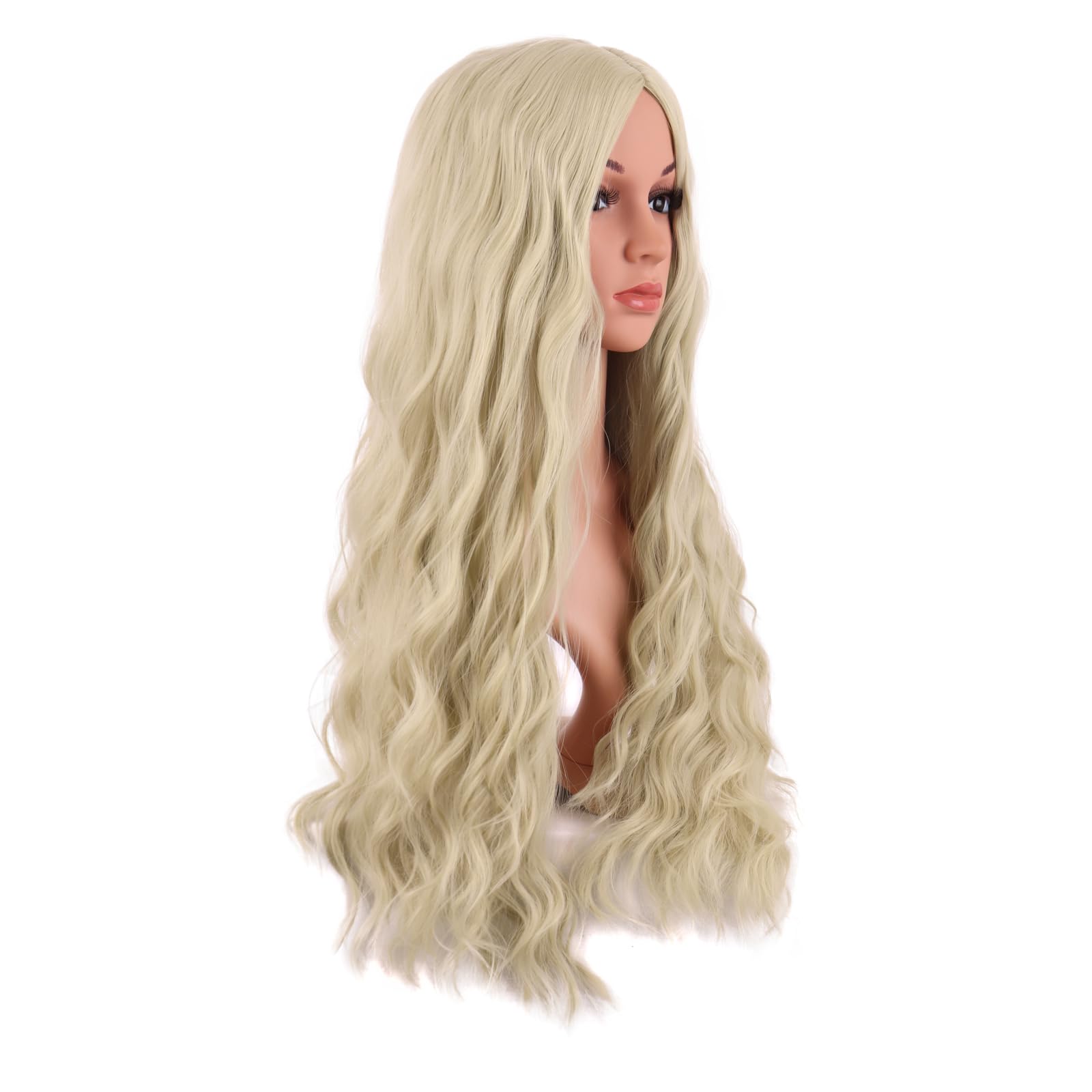 MapofBeauty blonde wig close-up texture and wave pattern.
