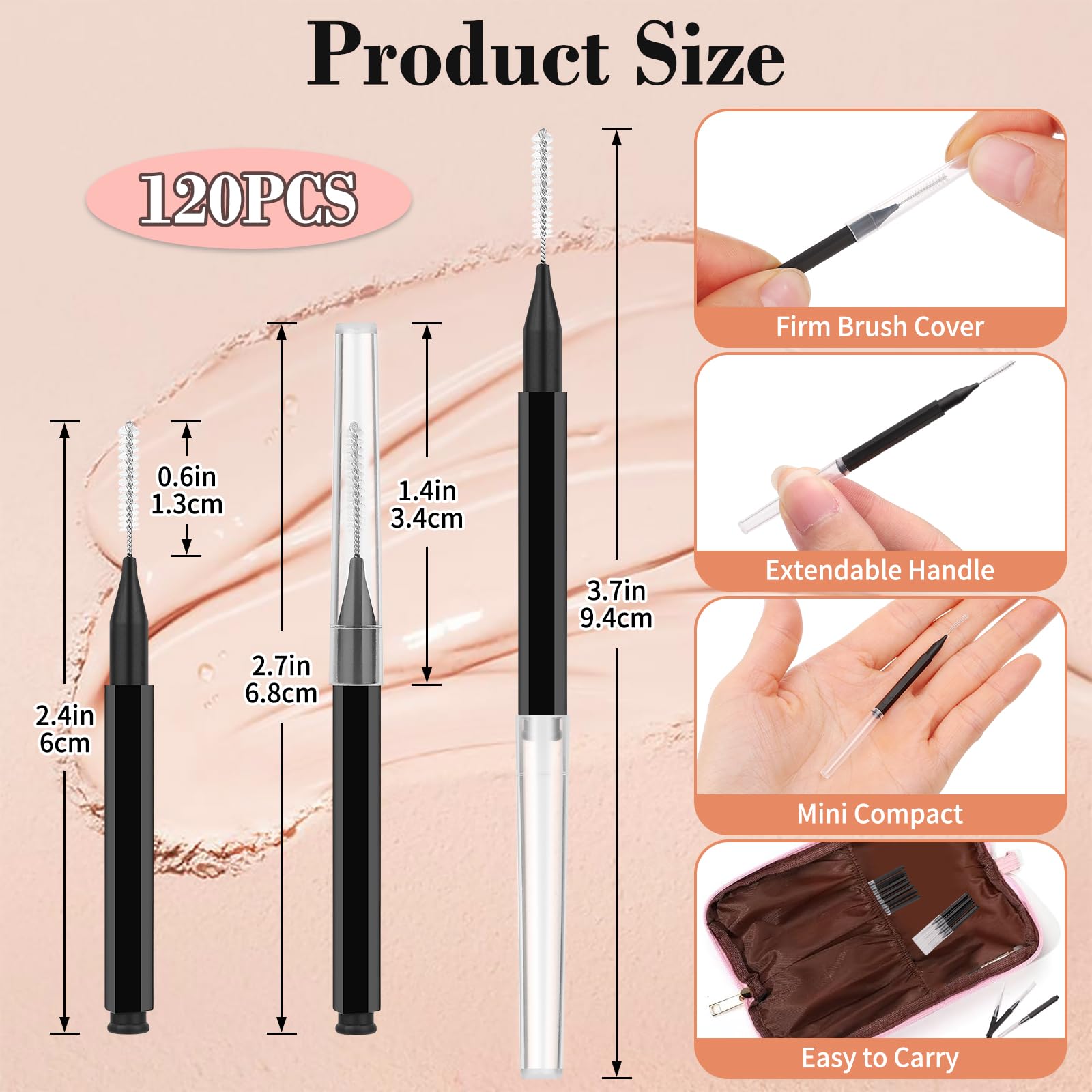 MAPVOLUT micro brow brush with spiral head enables precise lifting and blending.