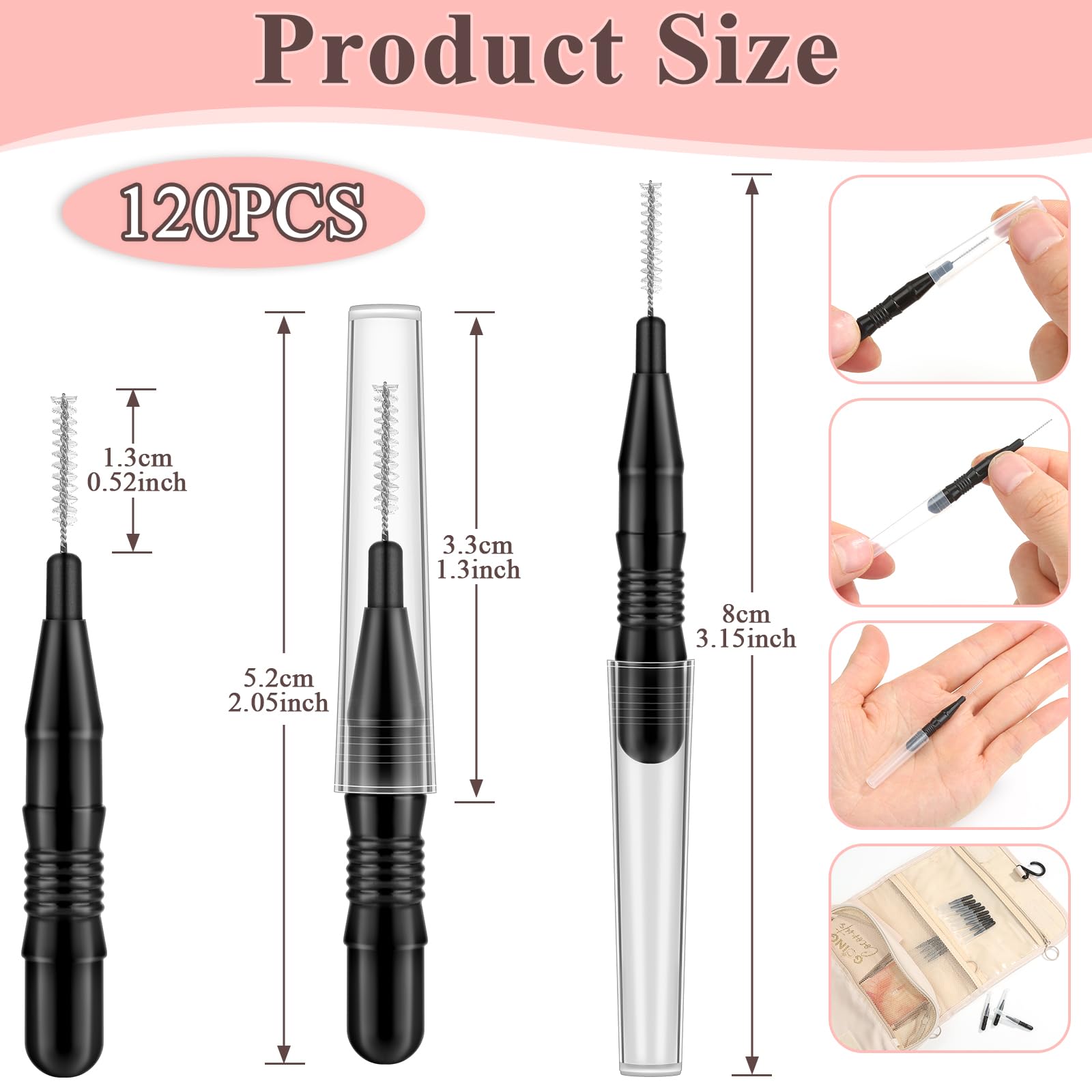 MAPVOLUT spoolie brush with flexible head for curling and blending eyebrows.
