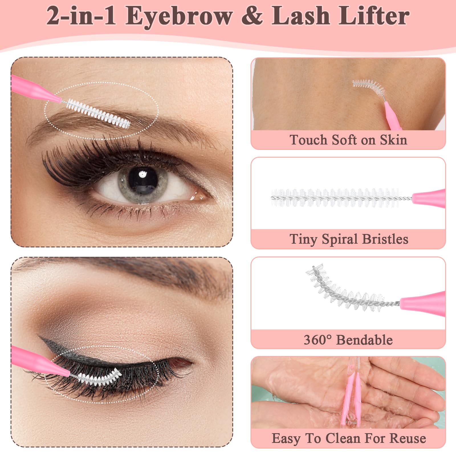 MAPVOLUT ultra-fine brush head close-up for precise brow and lash work.