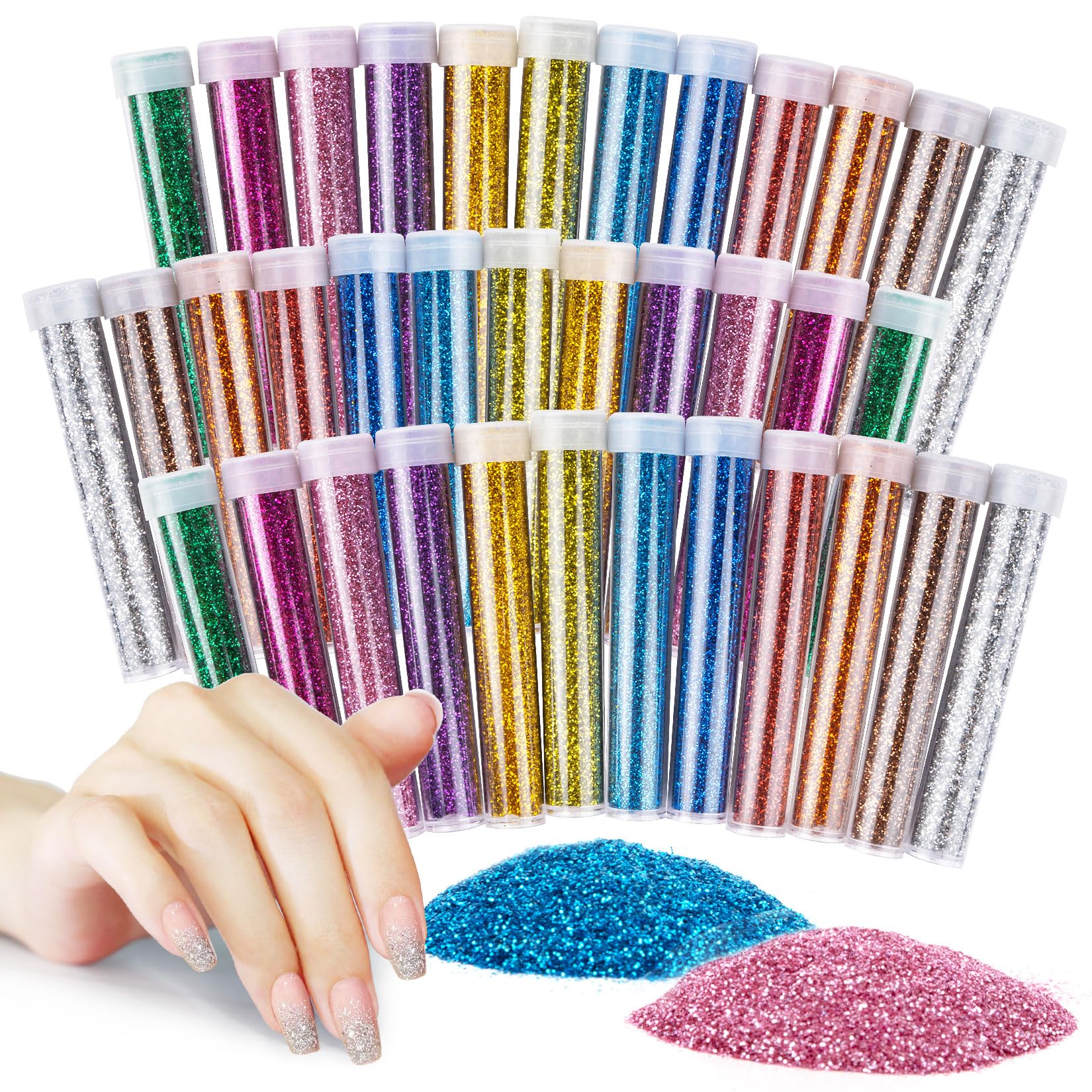 MAQIHAN purpurina ultra fina conjunto de 36 botes para manualidades con resina