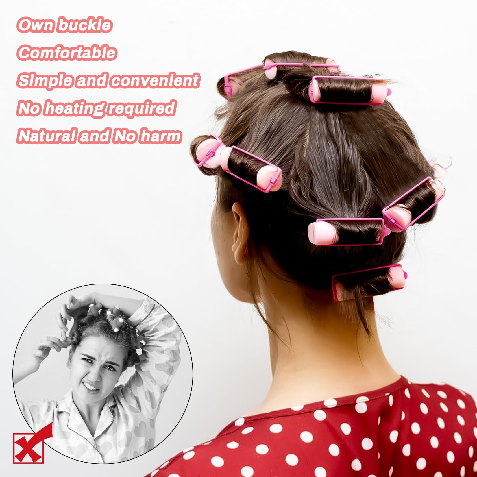 MAQIHAN foam hair rollers on hair for defined curls