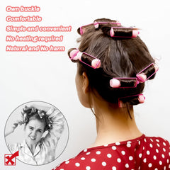 MAQIHAN foam hair rollers on hair for defined curls