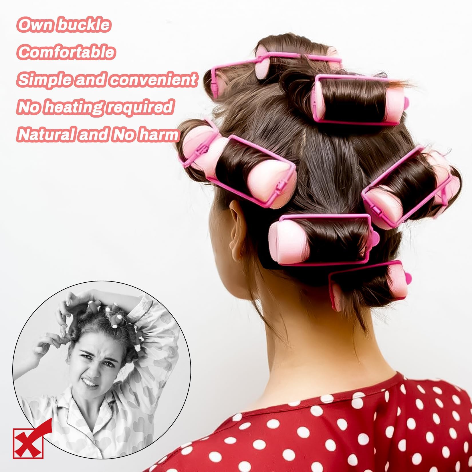 MAQIHAN heatless curlers shown for overnight use on various hair lengths.