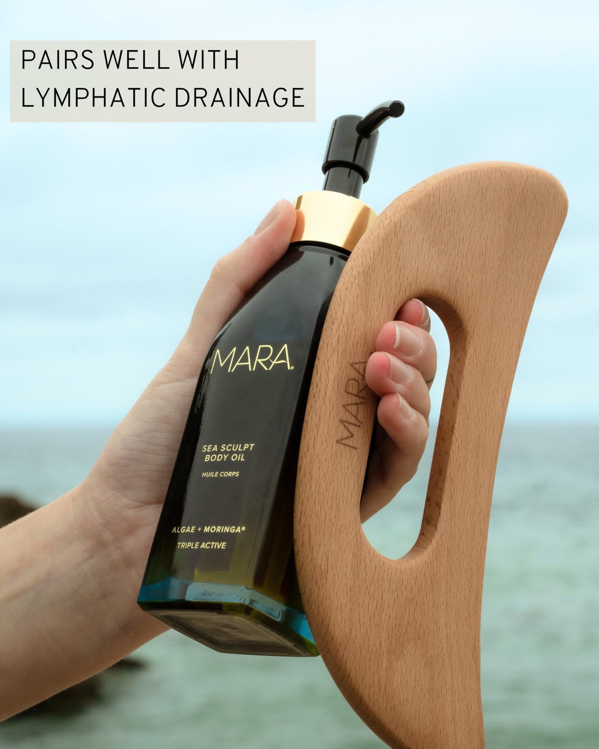 MARA Sea Sculpt being massaged onto thigh for contouring