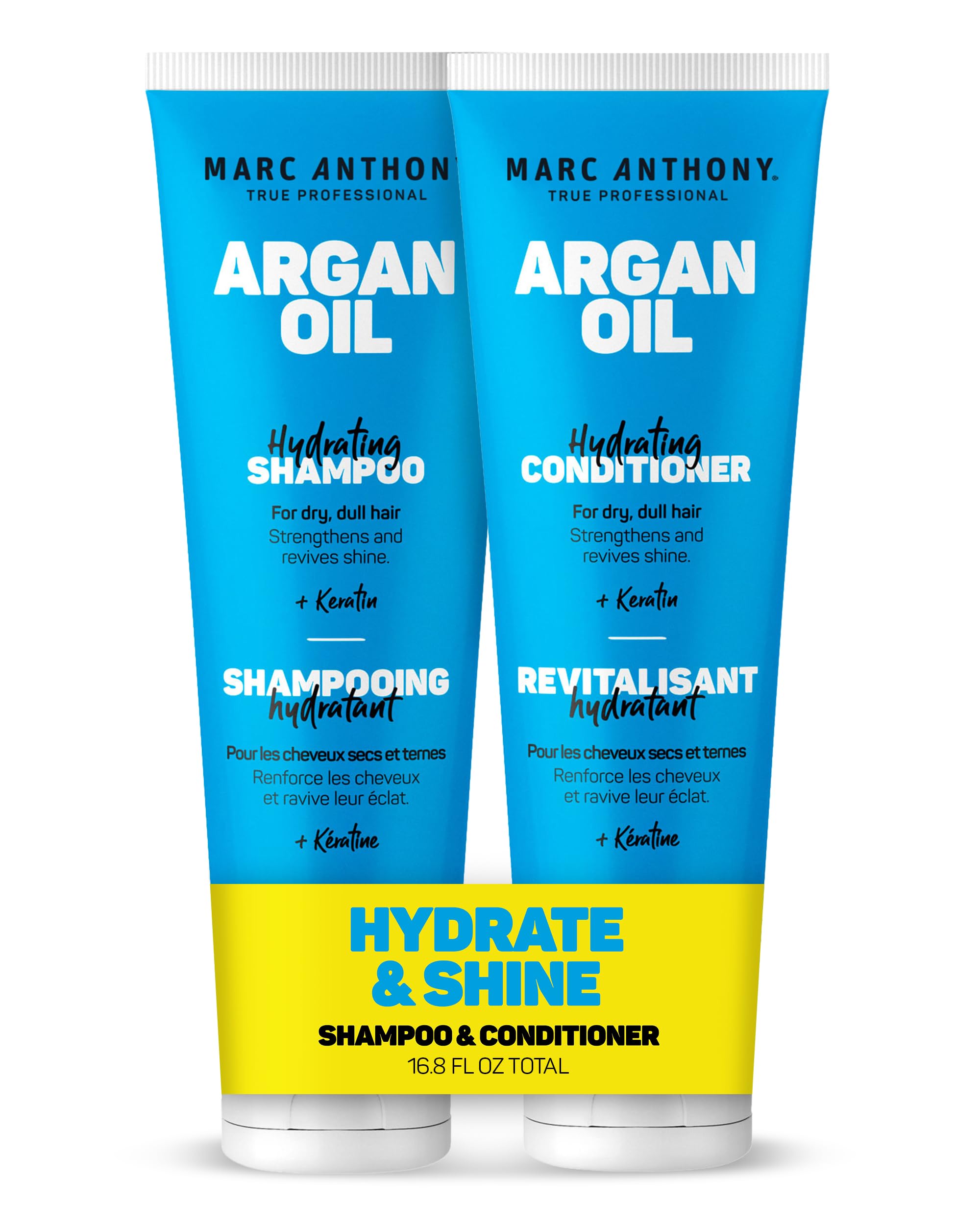 Marc Anthony Aceite de argán champú botella: hidratación profunda para cabello seco.