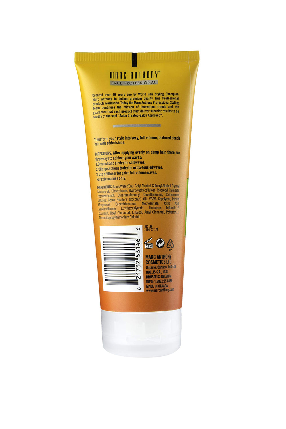 Marc Anthony Coconut Beach Waves Texture Cream hand application shows effortless air-dried waves.