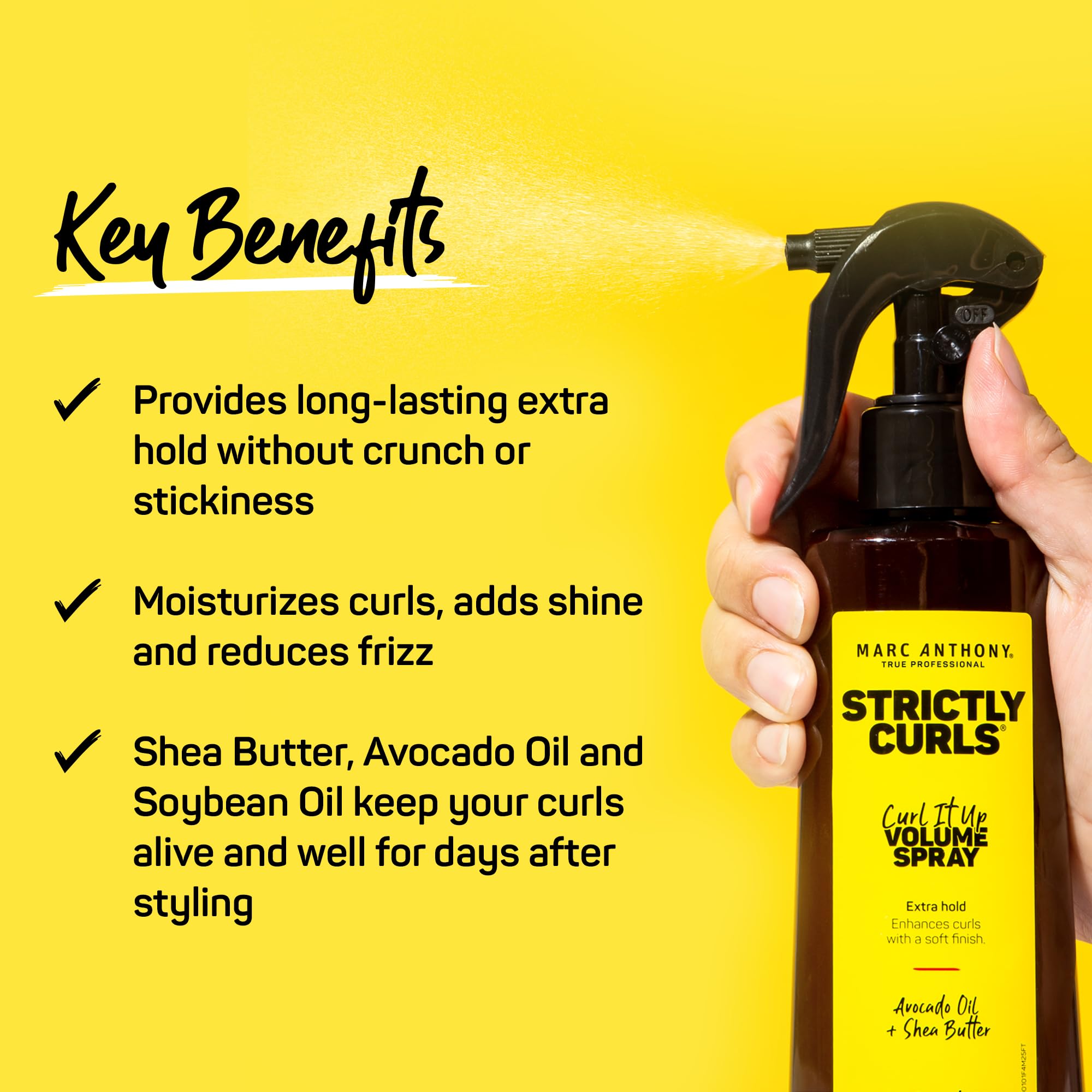 Curls air-drying with Curl It Up Volume Spray for frizz control and bounce