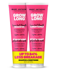Marc Anthony Grow Long champú, botella vertida para limpieza suave y revitalizante.