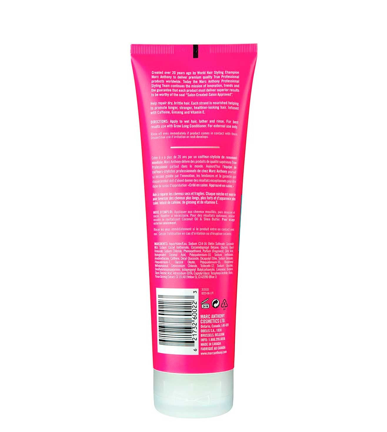 Marc Anthony Grow Long shampoo pour captures the invigorating lather and scalp rejuvenation.