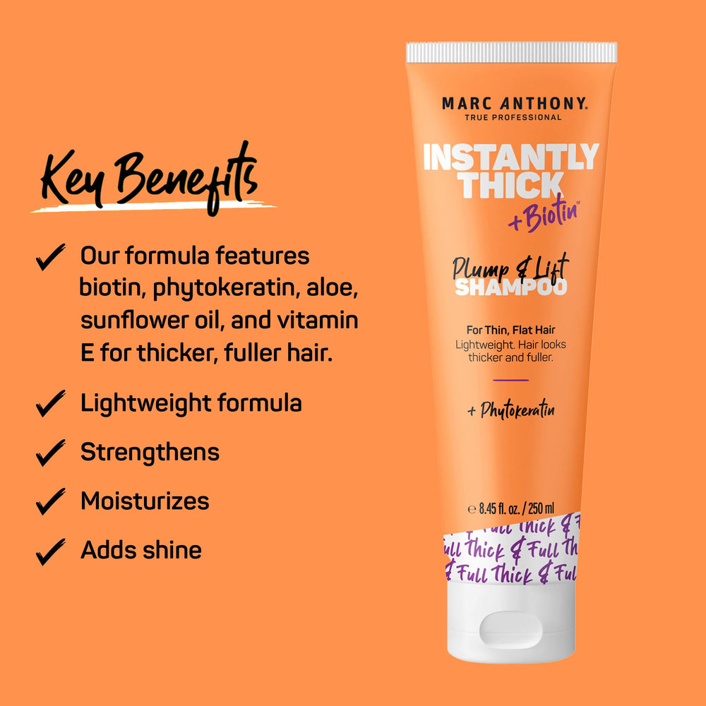 Marc Anthony shampoo textura volumen, primer plano con más volumen