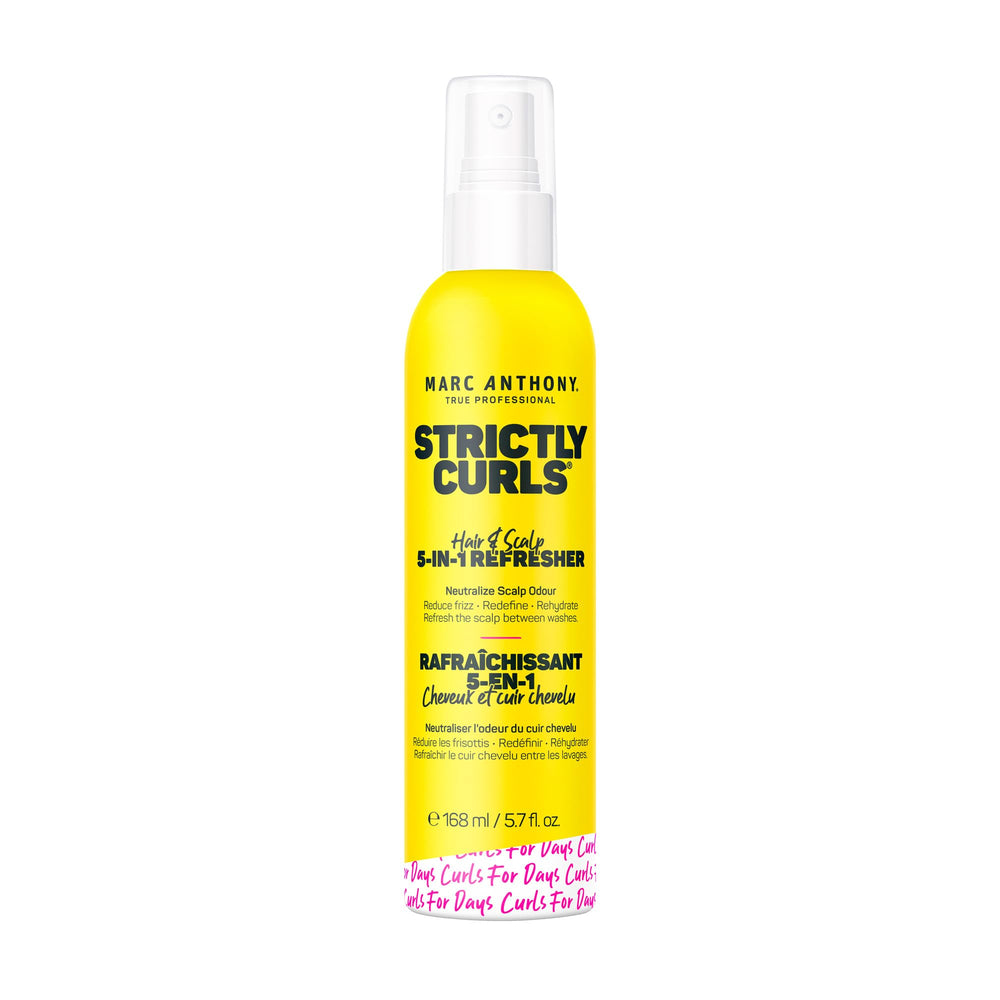 Marc Anthony Strictly Curls atomizador en botella para rizos frescos y definidos.
