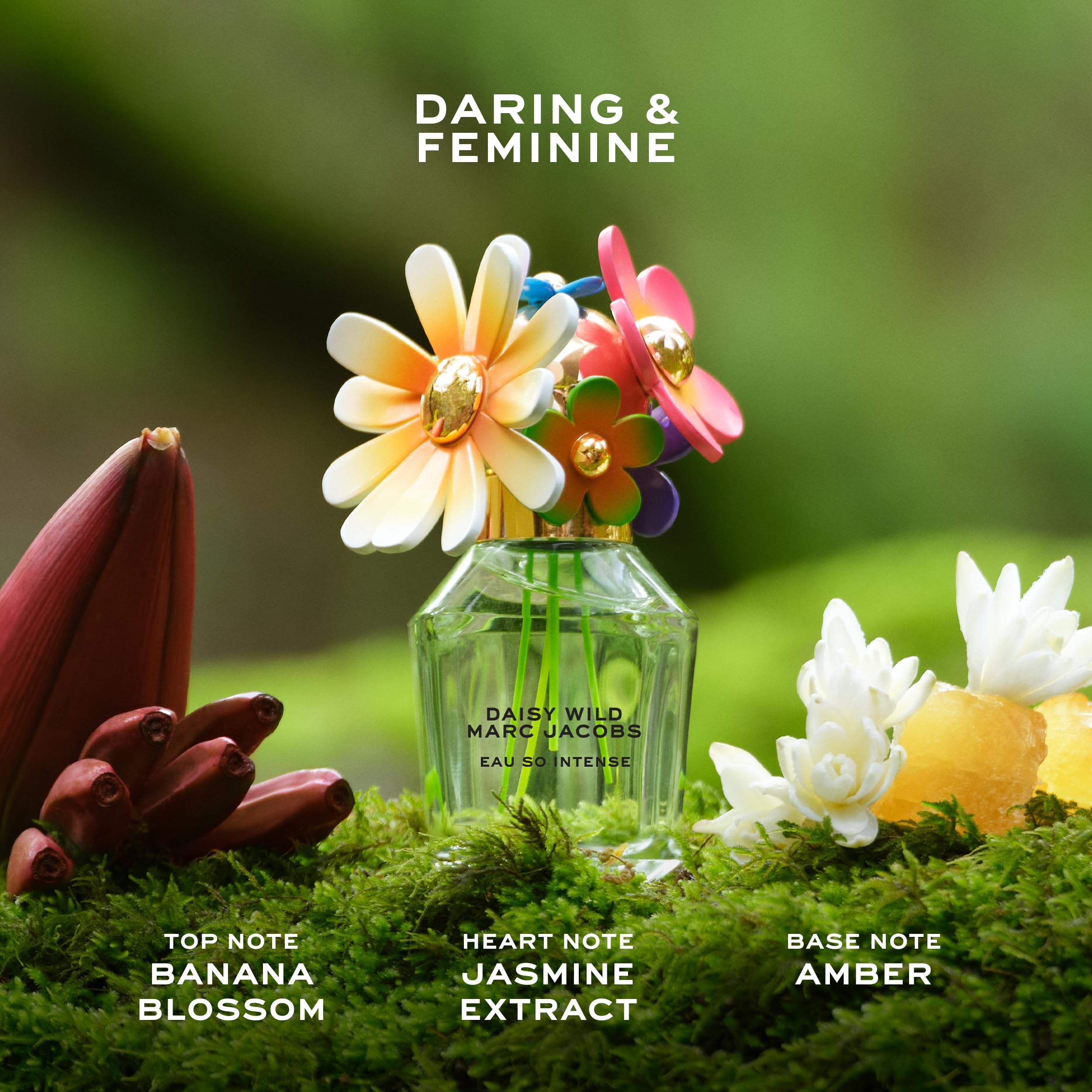 Marc Jacobs Daisy Wild Intense cap closeup, elegant packaging for gifting or personal luxury
