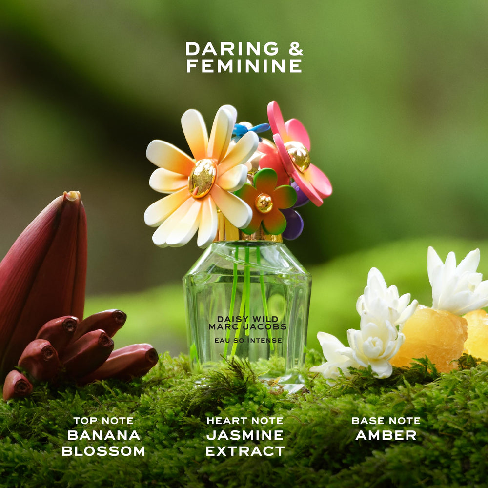 Marc Jacobs Daisy Wild Intense cap closeup, elegant packaging for gifting or personal luxury