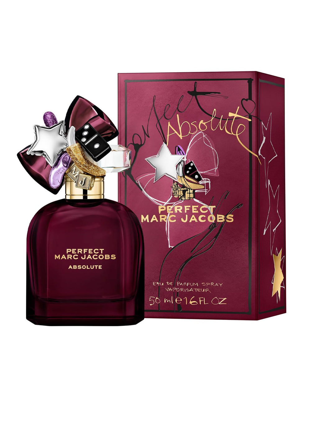 Marc Jacobs Perfect Absolute bottle side view, sleek silhouette for display.