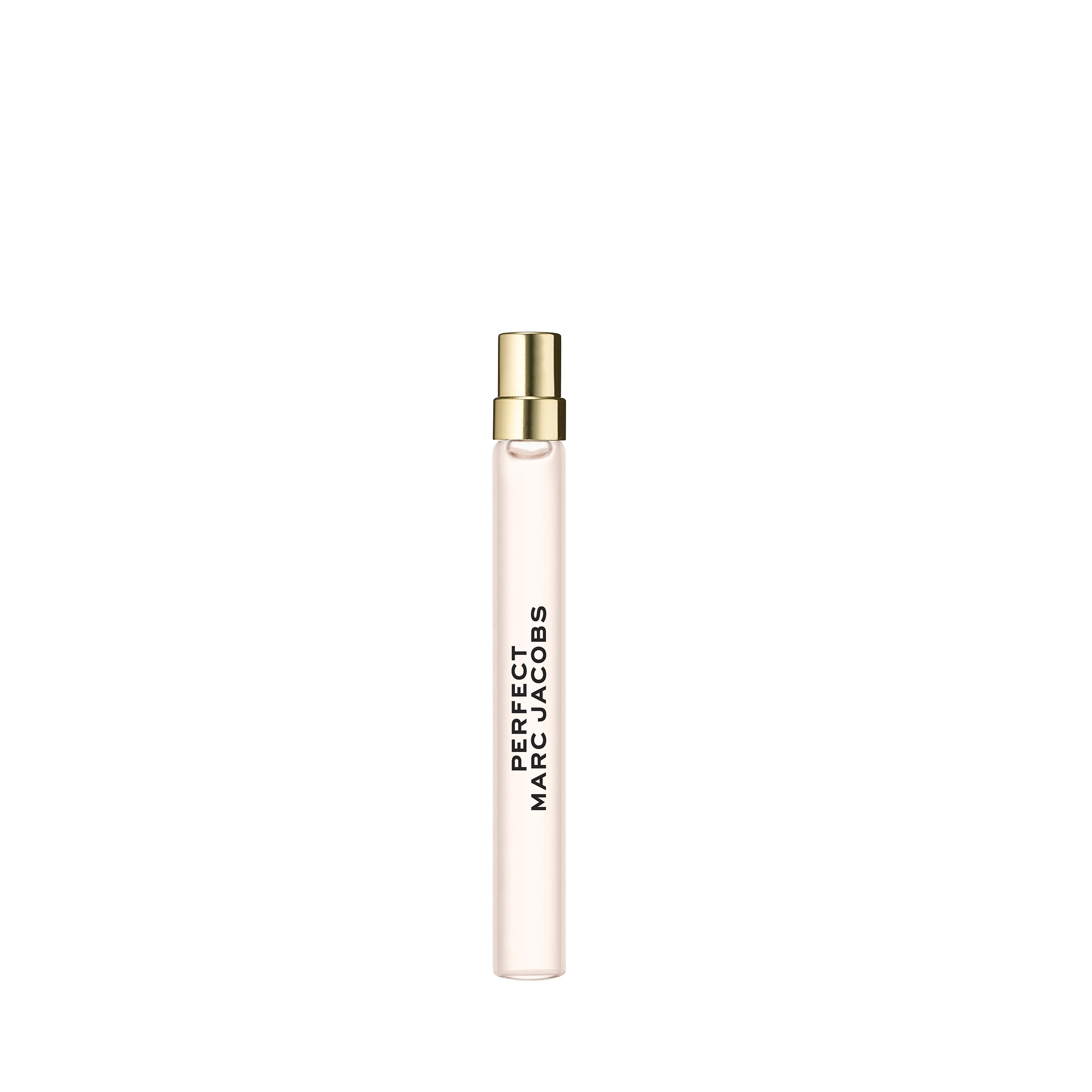 Marc Jacobs Perfect travel spray bottle front view, compact and travel-friendly.