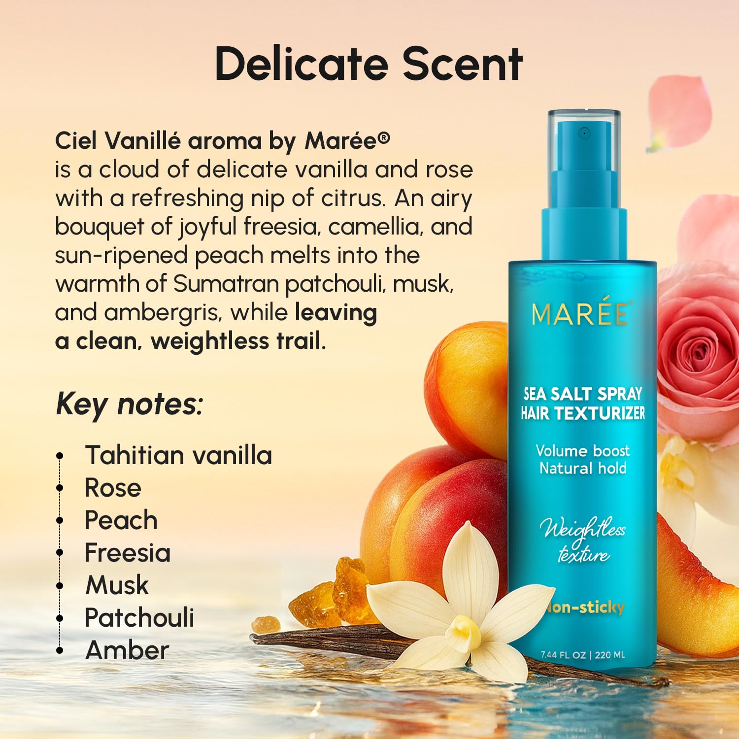 MAREE Beach waves styling spray applied for relaxed, textured waves.
