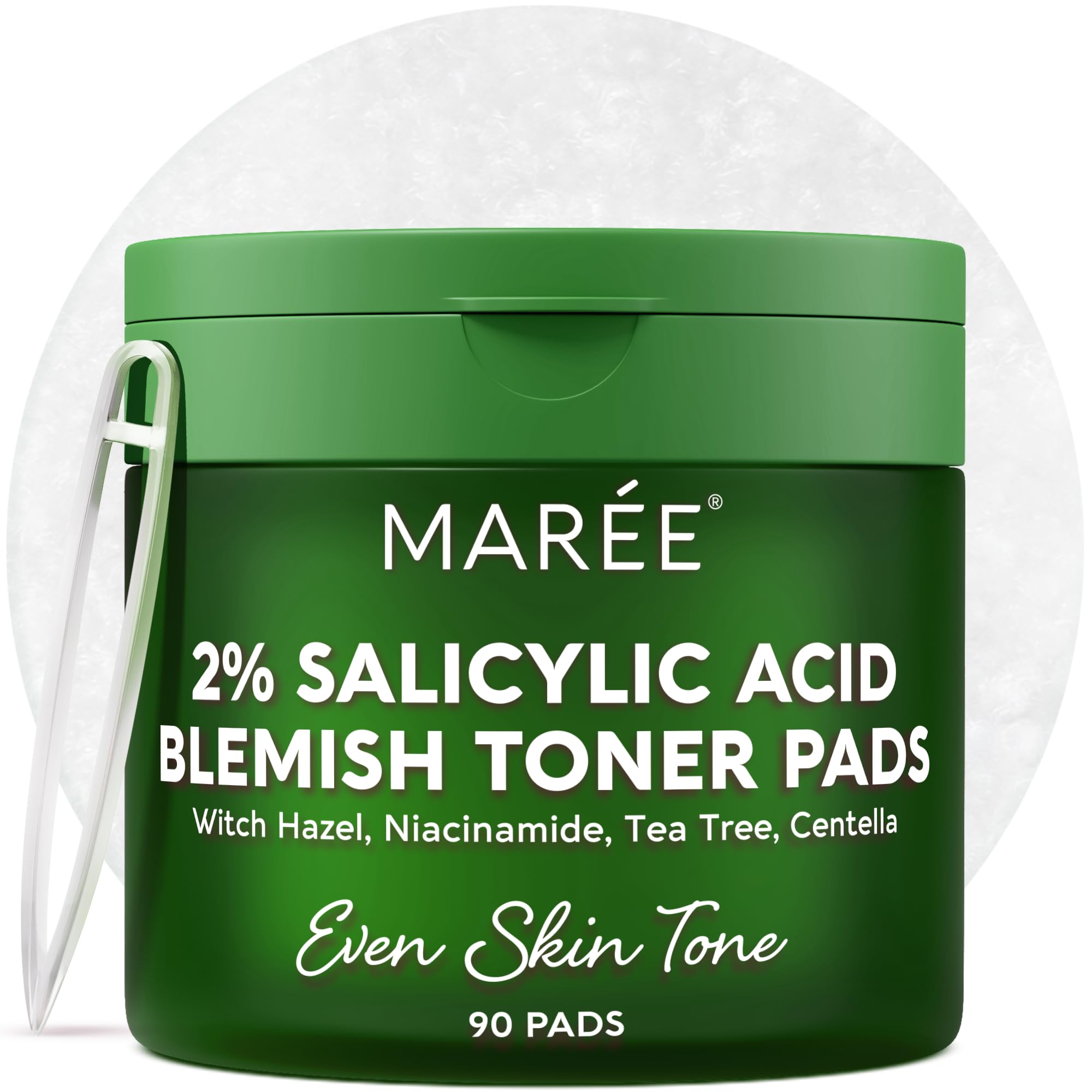 MAREE blemish clearing polishes applied to skin for smoother, even tone.